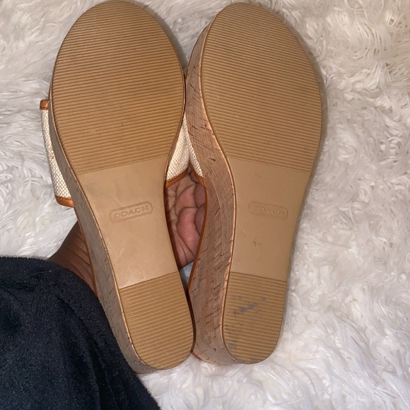 Coach JAZMIN Beige CORK WEDGE Slide Sandals - Picture 4 of 8